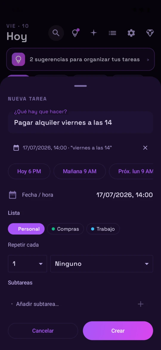 Creando una tarea en Android