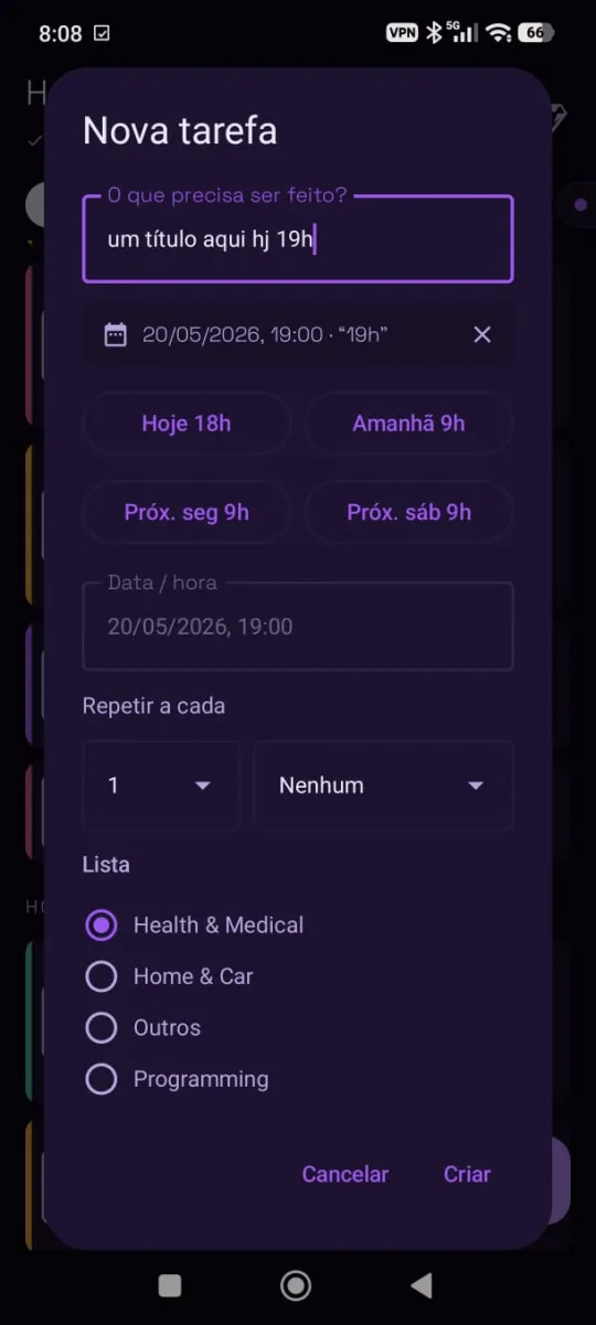 Criando uma tarefa no Android